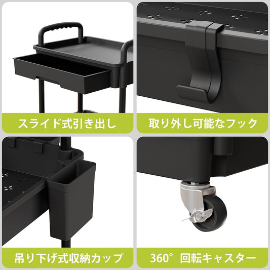 キッチンワゴン キャスター付き 3段 収納ワゴン 引き出し付き 大容量 収納カート ペットボトル収納 耐荷重30kg キッチン トイレ 浴室 オフィス 冷蔵庫横