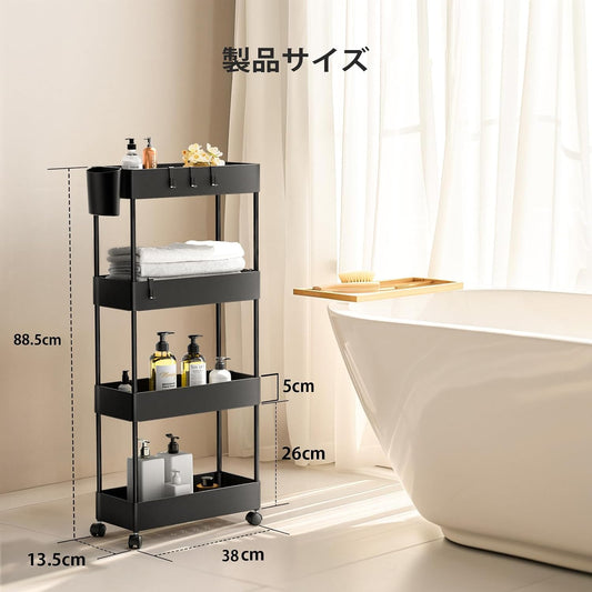 キッチンワゴン 隙間収納 キャスター付き ワゴン キッチン 洗面所 収納 スリム 収納カート 13.5cm 18cm 22cm 冷蔵庫横 台所 浴室 トイレ 3