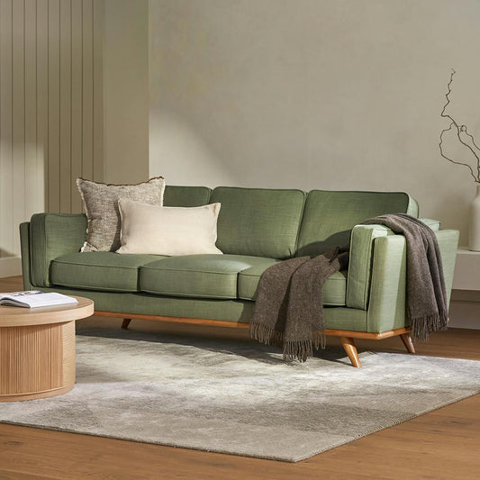 Timber 90" Sofa - Olio Green and Honey Oak