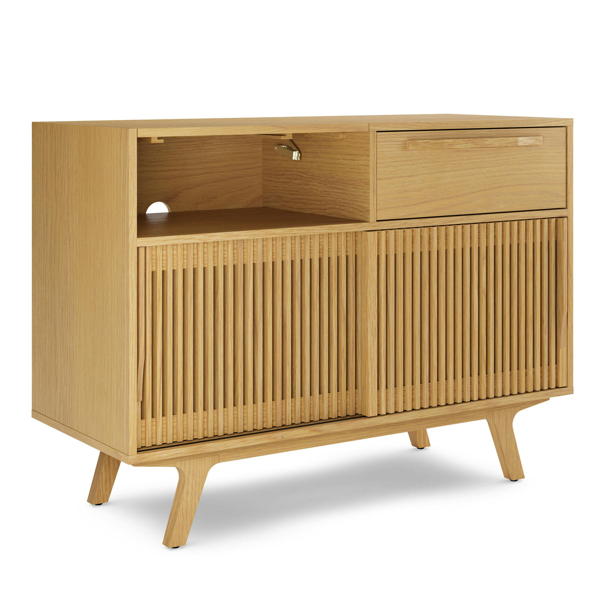 Jokuna 48" Vinyl Media Unit - Natural Oak