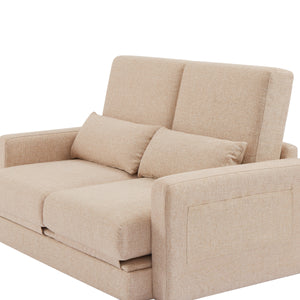 2 seater sofa ソファ 2人掛け 収納付き ファブリック 両側に肘掛け付き 木脚外し可能 ローソファ コンパクト ひとり暮らし カウチソファー