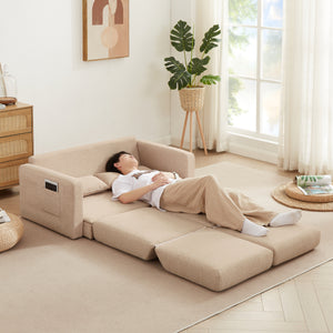 2 seater sofa ソファ 2人掛け 収納付き ファブリック 両側に肘掛け付き 木脚外し可能 ローソファ コンパクト ひとり暮らし カウチソファー