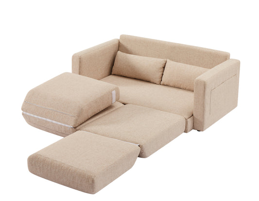 2 seater sofa ソファ 2人掛け 収納付き ファブリック 両側に肘掛け付き 木脚外し可能 ローソファ コンパクト ひとり暮らし カウチソファー