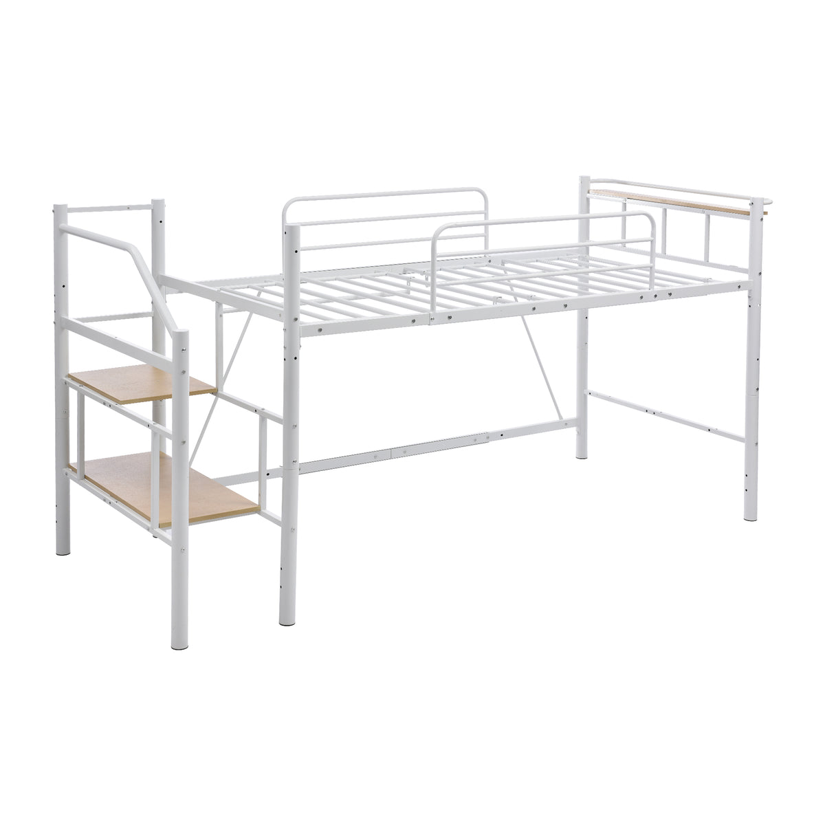 ロフトベッド パイプベッド シングル 耐荷重150kg 高さ130cm ハイベッド ロフトベッドロータイプ 棚 収納 北欧風 大人 一人暮らし 子供部屋 スチール 耐震 ベッド シングル