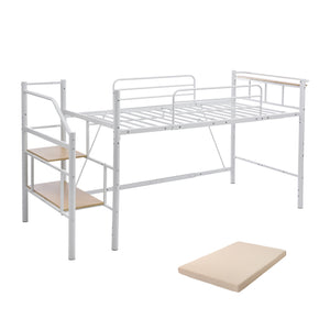 ロフトベッド パイプベッド シングル 耐荷重150kg 高さ130cm ハイベッド ロフトベッドロータイプ 棚 収納 北欧風 大人 一人暮らし 子供部屋 スチール 耐震 ベッド シングル