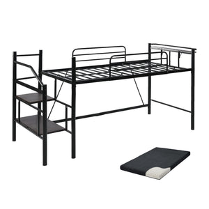 ロフトベッド パイプベッド シングル 耐荷重150kg 高さ130cm ハイベッド ロフトベッドロータイプ 棚 収納 北欧風 大人 一人暮らし 子供部屋 スチール 耐震 ベッド シングル