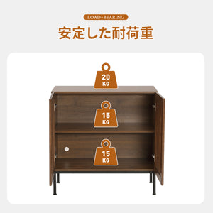 キャビネット 2段 サイドボード リビングボード 脚付 テレビ台 木製 食器棚 大容量収納 扉付きシェルフ コード穴 ローチェスト 衣類 ナチュラル