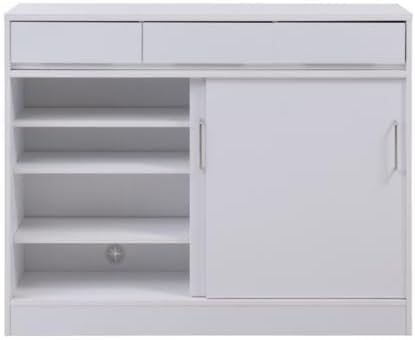 キャビネット 引出し付き 引戸式カウンター下収納 幅110 奥行32.5 高さ87.5cm ハイグロスホワイト 背面化粧仕上げ キッチン
