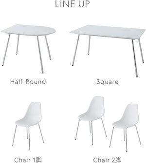 RASIK ダイニングテーブル 単品 半円形 幅100×奥行80cm ホワイト スチール脚 2人用 組立品 Elemet エレメト