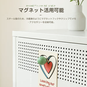 金属製キャビネット スチールチェスト メタル 金属製 扉付き テレビ台 サイドボード 収納棚 リビング モダン 棚 書類 韓国インテリア ホワイト
