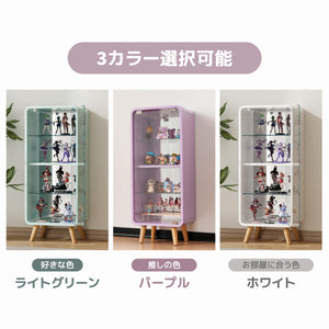 コレクションケース コレクションシェルフ ガラスディスプレイキャビネット4段 高さ調節可能 フィギュア 収納 背面ミラー 強化ガラス棚