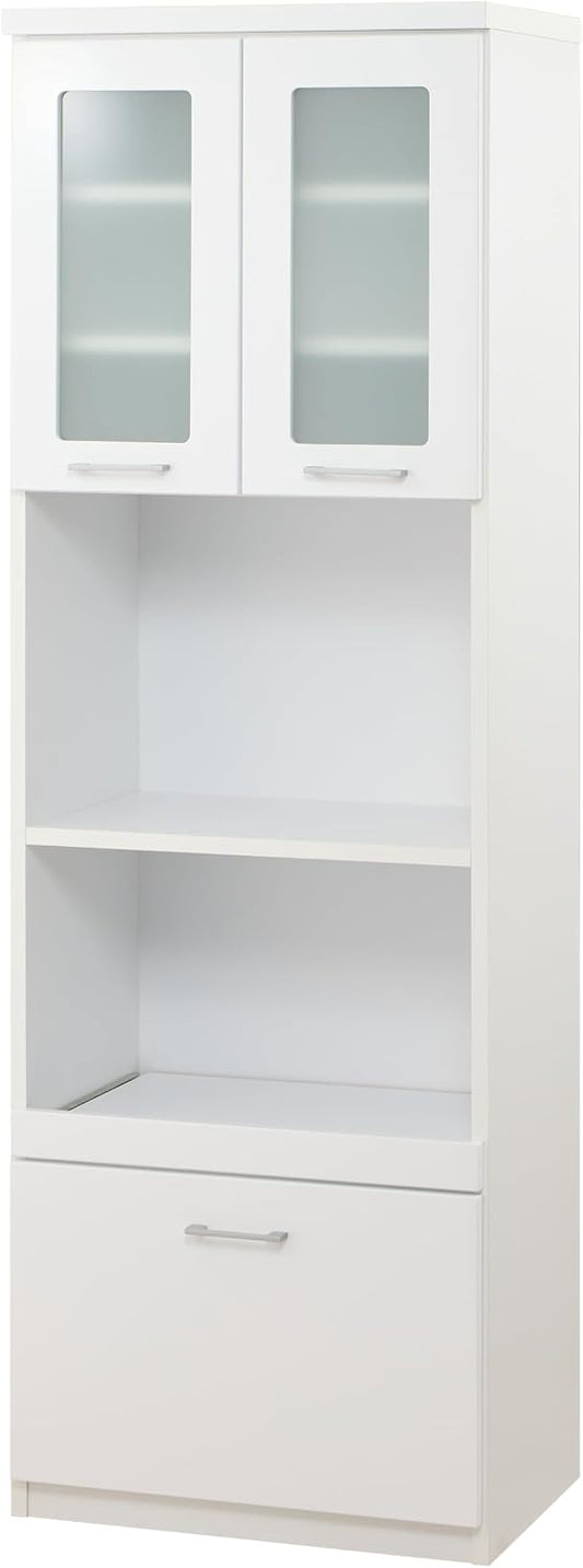 食器棚MK キッチン家電収納 レンジボード 幅60x奥行42x高さ180cm 完成品 日本製 白鏡面 MK-60R HG(WH)