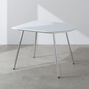 RASIK ダイニングテーブル 単品 半円形 幅100×奥行80cm ホワイト スチール脚 2人用 組立品 Elemet エレメト