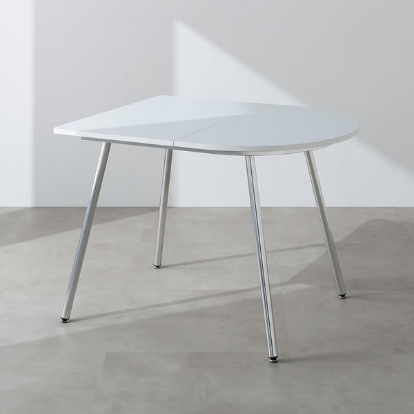 RASIK ダイニングテーブル 単品 半円形 幅100×奥行80cm ホワイト スチール脚 2人用 組立品 Elemet エレメト