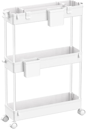 キッチンワゴン 3段 隙間収納 スリム 13cm 収納カップ 仕切板付き 多機能 小物 調味料 キャスター付き 組立簡単