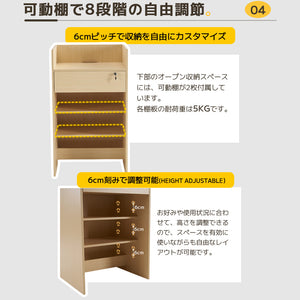 受付カウンター 収納付き レジカウンター 鍵付き引き出し 静音レール 配線穴付き 幅580×奥行500×高さ1000mm 受付台 作業台 レンジ台 ベージュ