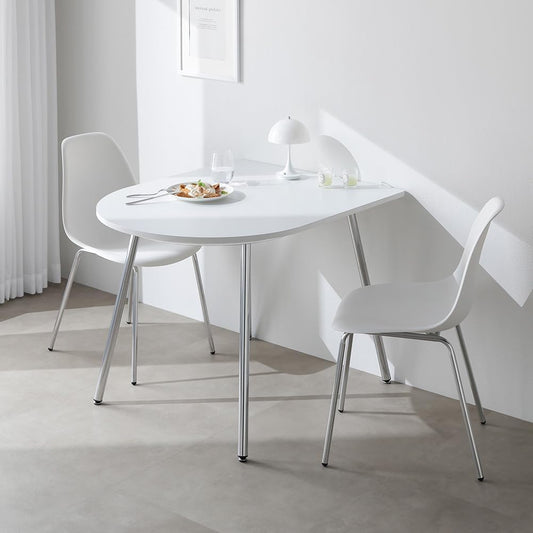 RASIK ダイニングテーブルセット 2人用（テーブル 半円形 幅100×奥行80cm + チェア 2脚）ホワイト 組立品 Elemet エレメト