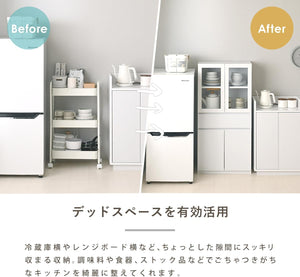 SESAME 食器棚 キッチン収納 扉付き 収納 収納棚 キッチンボード 幅58 高さ120cm ミドルタイプ コンパクト スリム 木製 引き出し 扉収納