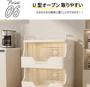 ワゴン キャスター付き 5段 スリム 収納ラック 耐荷重10kg PP製 ラクラク組み立て (ホワイト 5段)