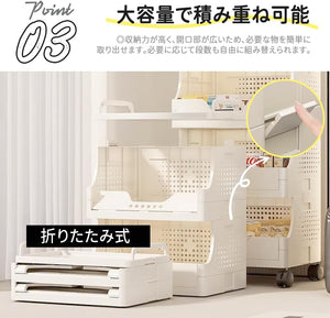ワゴン キャスター付き 5段 スリム 収納ラック 耐荷重10kg PP製 ラクラク組み立て (ホワイト 5段)