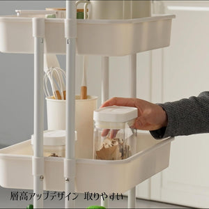キッチンワゴン キャスター付き 3段収納ワゴン 幅42×奥行35×高さ87cm 防錆 60kg耐荷 組立簡単 移動楽々