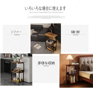 Embrace life キッチンワゴン 三段 収納カート キャスター付き 移動が容易 スライド棚 収納 スリム レンジラック 復古色