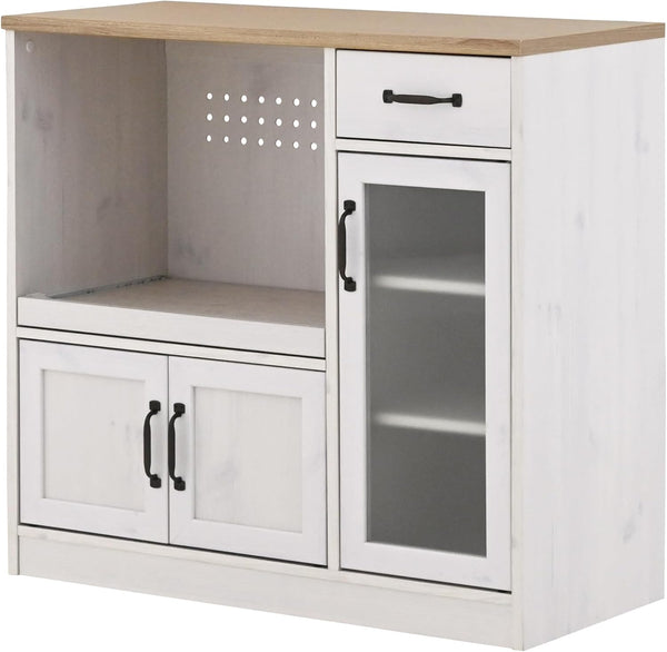 食器棚 レンジ台 完成品 ロータイプ コンパクト カウンタータイプ レンジボード キッチンカウンター 白 幅88cm シンプル かわいい おしゃれ＜LUFFY