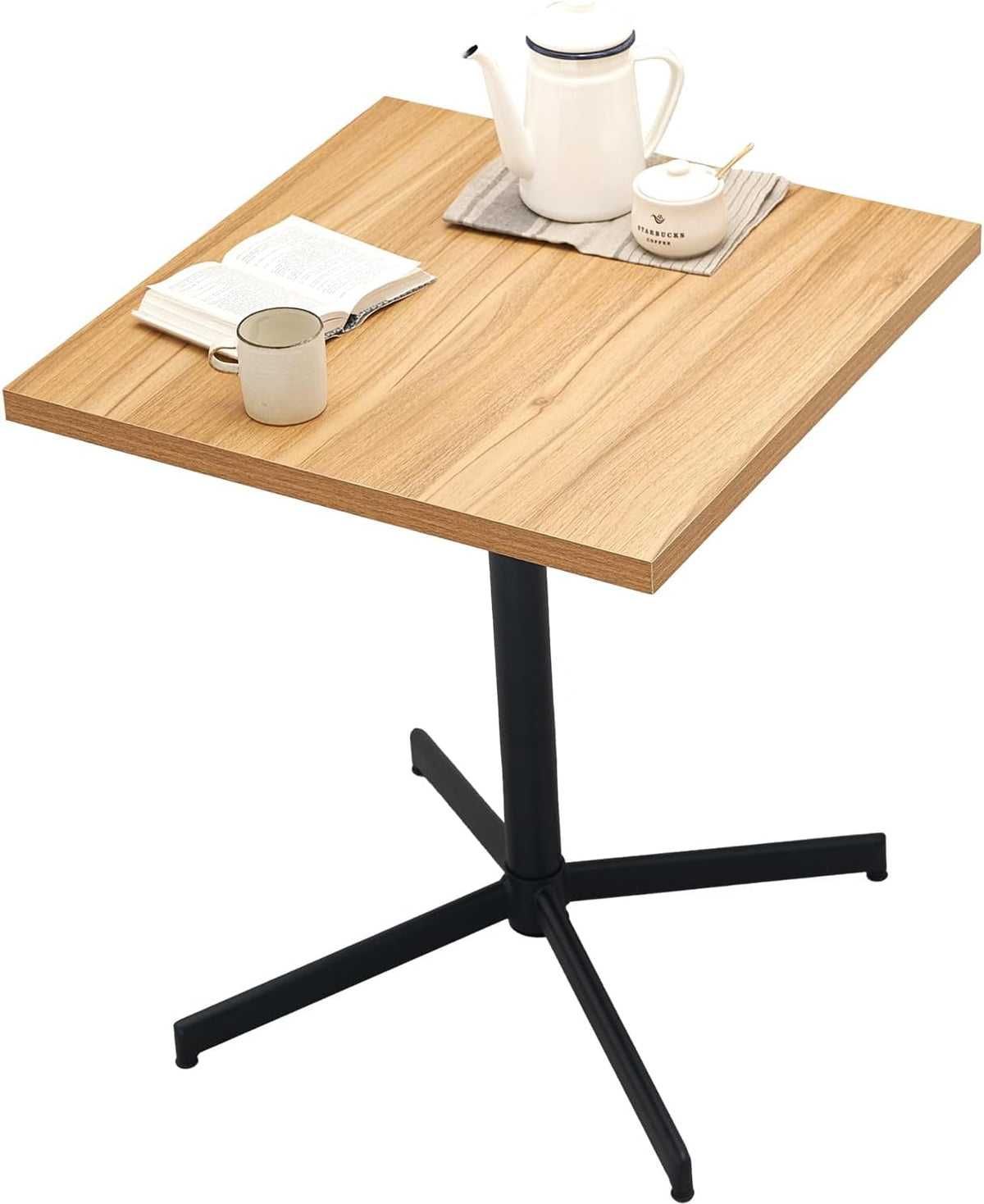 萩原 ダイニングテーブル カフェテーブル ダイニング 食卓 【木目調天板×スチール脚】正方形 角型 インダストリアル 幅60 奥行60 高さ70 ナチュラル