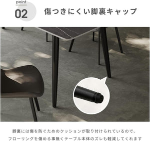 モダン セラミック ダイニングテーブル 大理石調グレー天板 スチール脚 120/140/160cm幅 組立簡単 リビング・ダイニング用 (140*70