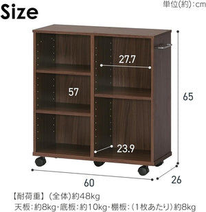 棚 キッチンワゴン カート 収納 収納棚 ラック 調味料ラック おもちゃ キッチン 本棚 幅60×奥行26×高さ65cm 取っ手 キ
