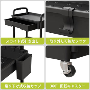 キッチンワゴン キャスター付き 3段 収納ワゴン 引き出し付き 収納カート ペットボトル収納 耐荷重30kg キッチン トイレ 浴室 オフィス 冷蔵庫横