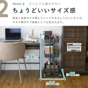 キッチンワゴン スリムで使いやすい3段 KWG-P チャコール