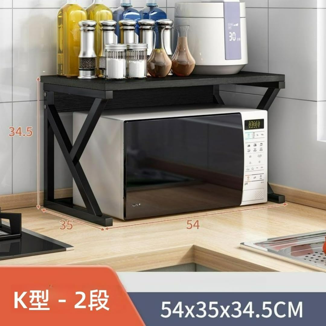 電子レンジラック レンジ上 2段 3段式 耐荷重50kg スチール製 耐熱 耐水 組立簡単 省スペース オーブントースター 調味料 調理器具 食材 整理 収納(
