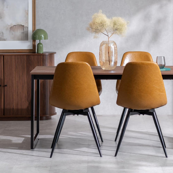 ダイニングチェア PUレザー イス 食卓椅子 HOWARD CHAIR(ハワードチェア) 2脚セット販売 【回転脚】 レザー キャメル