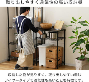 ルミナス ノワール キッチンラック 棚 幅60 2段 スリムゴミ箱上ラック 全体耐荷重160kg 大型レンジ対応 レンジ台 炊飯器 作業台 オシャレ