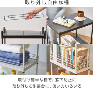 サイドテーブル キッチンワゴン ランドリーワゴン キャスター付き スリム 白 ホワイト 3段 幅20cm×奥行45cm×高さ74.5cm CPS45