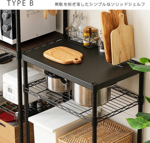 ルミナス ノワール キッチンラック 棚 幅60 2段 スリムゴミ箱上ラック 全体耐荷重160kg 大型レンジ対応 レンジ台 炊飯器 作業台 オシャレ