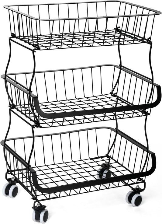 キッチンワゴン キャスター付き ワゴン キッチン収納 カート ラック バスケット 大容量 各段耐荷重10キロ 多機能ランドリー収納 調味料/皿/野菜/服/雑貨収