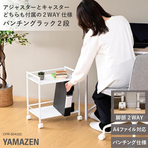 スチールラック キャスター付き 2段 (アジャスター・キャスター2WAY) 収納棚 サイドワゴン 耐荷重20kg キッチンワゴン コンパクト 幅42.5×奥行3