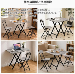 折りたたみテーブル&チェアセット Probasto ダイニングテーブル 約80×80×74cm パイプ椅子 幅25×奥行32×高さ77cm 組み立て不要 食事