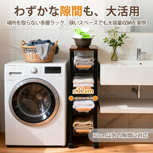 キッチンワゴン 隙間収納 ワゴン キャスター付き スリムワゴン 幅20/25/32cm 洗面所 洗濯機横 冷蔵庫横 ペットボトルラック 調味料棚 (黒 幅20