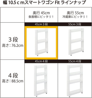 スマートワゴン Fit W100 45-3段 約幅10.5×奥行45×高さ76.2cm F-2570