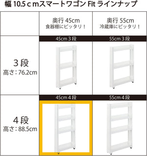 スマートワゴン Fit W100 45-4段 約幅10.5×奥行45×高さ88.5cm F-2571