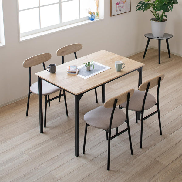 ダイニングテーブルセット 4人用 リビングテーブル 食卓 幅110cm 木製 スチール クッション 5セット ナチュラル