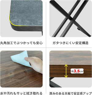 RAKU 昇降式テーブル 昇降式デスク 折り畳み ガス圧昇降式 キャスター付 幅120cm×奥行60cm 無階段調整 ダイニング (ブラウン)