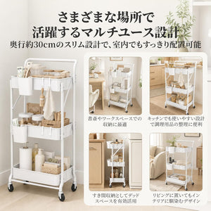折りたたみ式 キッチンワゴン キャスター付き ワゴン 3段 ぐらつきなし 収納ワゴン 隙間収納 キッチンラック スリムラック 整理棚 キッチン リビング 浴室