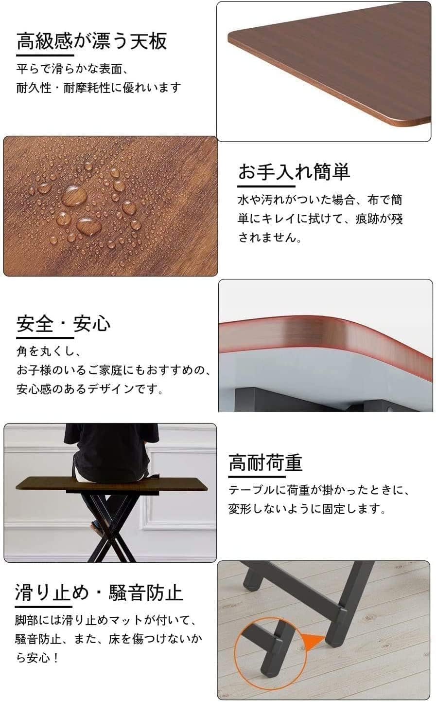 Probasto 折りたたみテーブル&チェアセット ダイニングテーブル 約80×80×74cm 折りたたみチェア 幅25×奥行32×高さ77cm パイプ椅子 完