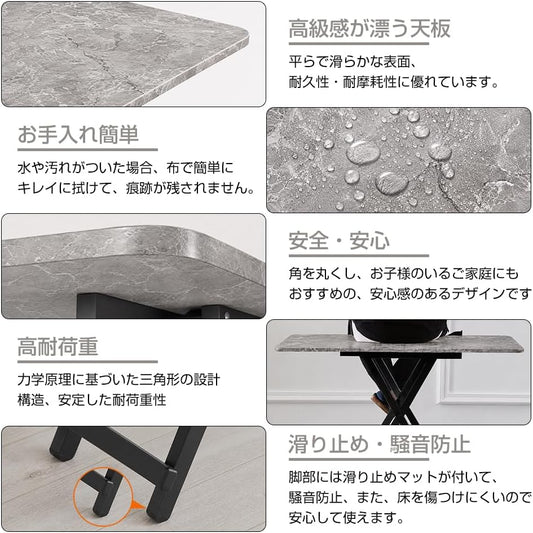 折りたたみテーブル&チェアセット Probasto ダイニングテーブル 約80×80×74cm パイプ椅子 幅25×奥行32×高さ77cm 組み立て不要 食事