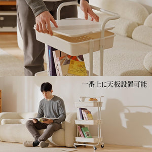 キッチンワゴン キャスター付き 3段収納ワゴン 幅42×奥行35×高さ87cm 防錆 60kg耐荷 組立簡単 移動楽々