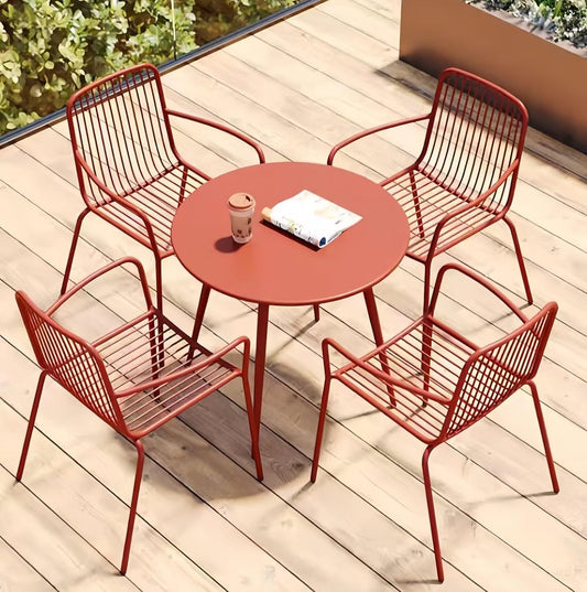 AIYI HOME ガーデンテーブルセット 屋外 ダイニングテーブルセット 4人掛け カフェテーブル 食卓セット 省スペース コンパクト ベラン